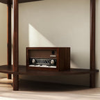 Knocbel Half Moon Console Table with Wave-Pattern Door, Semi-Circle Sofa End Table with 2 Storage Drawers and Bottom Shelf for Entryway Living Room, 31.5" W x 15.75" D x 32.3" H, Brown