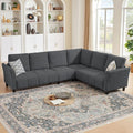 102" Convertible Sectional Sofa Couch, L Shaped Couch with Back Cushions, Modern Upholstered 6-Seat Reversible Sofa Set for Living Room, Apartment, Office, Dark Grey