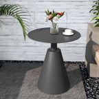 TWT Outdoor Round Side Table Pedestal Table Coffee End Table for Living Room,Bedroom and Small Spaces,Modern Nightstand Home Decor Metal Bedside Nightstand with Aluminum Base,19.5 in x 21.7 in (Grey)