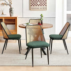 NORDICANA Dining Table Set for 4, Wooden Round Table and Wicker Chairs, 5-Piece Modern Kitchen Dinette Set for Breakfast Nook, Green Boucle Seat