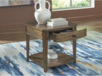 Signature Design by Ashley Burkbyer Classic End Table with Storage, Medium Brown