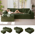 MAXYOYO Couch, 104-Inch L-Shaped Cloud Couch with Ottoman | Dark Green Upholstered Sofa Features Layered Cushions and Flexible Modules with No Assembly, Ideal for Modern Living Rooms.