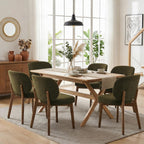 YOUNUOKE Upholstered Dining Chairs Set of 4, Modern Chenille Fabric Dining Room Chair with Wood Legs, Widen Backrest Comfy Armless Side Kitchen Chairs, Green
