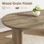 Oval Dining Table for 4-6 People, 63" Modern Kitchen Table with Thick Sturdy Wooden Base, Easy to Clean Wood Grain Finish for Dining Room Living Room Office, Pear Wood Original