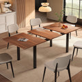 Einhomn Extendable Dining Table for 4-6, 63" Modern Kitchen Table, Farmhouse Dining Room Tables for Dining, Kitchen, Office, Living Room, Rectangular Wooden Tables, Space Saving (Walnut)