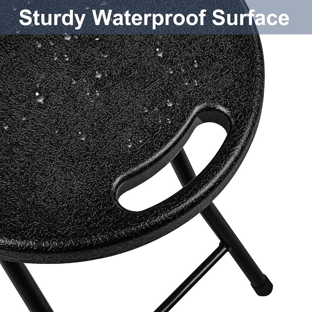VECELO Folding Stool 4-Pack 18", HDPE Foldable Stool with Iron X-Frame, Solid Bottom Support, 500 lbs Capacity, Easy Clean, Lightweight with Handle, Anti-Slip Feet for Indoor Outdoor, Black