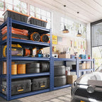 REIBII Garage Shelving 72" H Storage Shelves Sturdy Metal Shelves Heavy Duty 5 Tier Metal Shelving for Kitchen Closet Basement Warehouse 72" H x 32" W x 17.1" D Blue