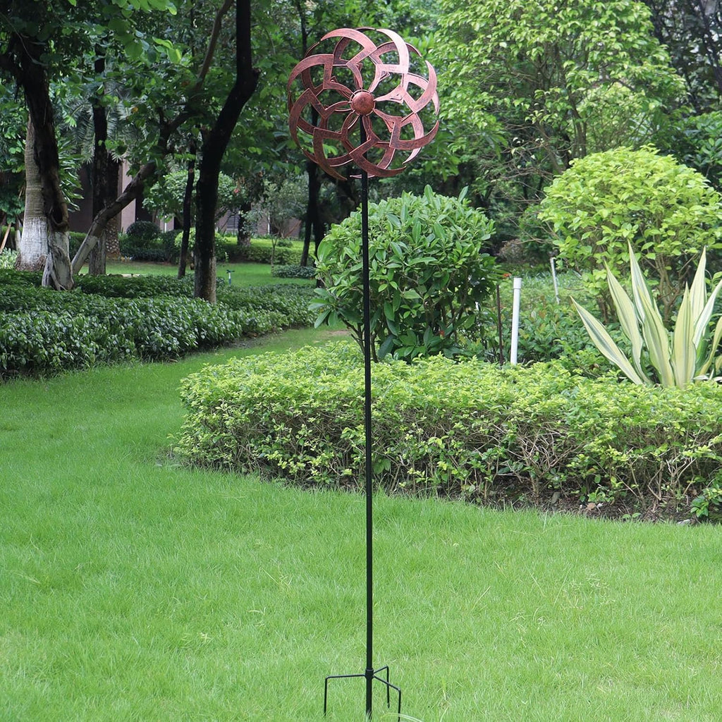 Wind Spinner Outdoor 360 Degrees Metal Wind Sculpture Artistic Geometric Design Wind Spinners for Yard and Garden 63x13 Inches