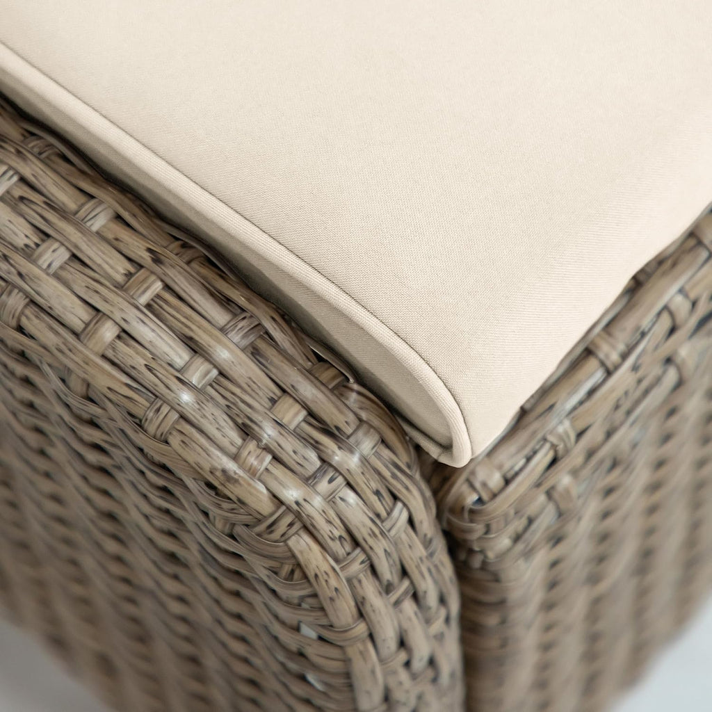 Greemotion Garda 2-Piece Outdoor Patio Aluminum Polyrattan Wicker Outdoor Ottoman All Weather Rattan Patio Furniture Outdoor Footstool Footrest Seat Set w/Removable Cushions in Beige