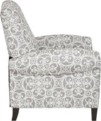 Madison Park Kirby Recliner Chair - Solid Wood, Plywood, Rolled Back Button Tufted Accent Armchair Modern Classic Style Family Room Sofa Furniture, Grey