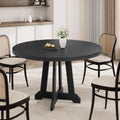 47" Round Dining Table for 4–6 People, Farmhouse Wooden Kitchen Table with Reinforced Legs, Dining Room Table with Adjustable Foot Pads for Home & Restaurant,Black