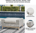 Signature Design by Ashley Seton Creek Casual Nuvella Weather Resistant Fabric Outdoor Ottoman with Cushion, Light Gray & Light Brown