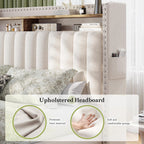 EnHomee King Size Bed Frame with 2 Drawer & 2-Tier Storage Headboard Shelf