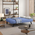 Serta Fairwood 66.1" Convertible Futon Sofa, Short Twin Size, Modern Boho, Dream Coil Comfort, Fingerguard Pinch Point Protection, Soft Woven Polyester Fabric, Blue