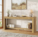 70" Console Table for Entryway, Narrow Long Sofa Table Behind Couch, Wood Couch Table with Open Storage, Easy Assembly Entryway Table for Living Room, Hallway, Foyer, Couch, Natural Oak