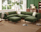 Cloud Sectional Couches for Living Room,Modular Sectional Sofa,Green | Extra Deep 8 Seater,Mid Century Modern Oversized Couches With 2 Ottoman,Solid Wood Leg,Large Sofa for Big Space,Office