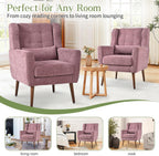 cinkehome Accent Arm Chairs for Living Room, Chenille Upholstered Mordern Armchair, Comfy Soft Padded Lounge Chair in Small Spaces, Bedroom, Pillow, Solid Wood Leg, Purple