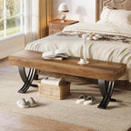 Tribesigns Entryway Shoe Bench, 55-Inch Wooden Shoe Bench with Metal X-Shaped Legs, Industrial Long End of Bed Stool with Seating for Bedroom, Living Room, Hallway, Porch