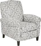 Madison Park Kirby Recliner Chair - Solid Wood, Plywood, Rolled Back Button Tufted Accent Armchair Modern Classic Style Family Room Sofa Furniture, Grey