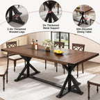 Hlivelood Dining Table for 8 10 People,Rectangular Kitchen Farmhouse Table W/Waterproof Wood Tabletop,Long Dining Room Tables W/Wood Strip Base for Kitchen Living Room(94IN BR&BK)
