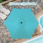 HealSmart 7.5ft Patio Umbrella with Push Button Tilt/Crank, Outdoor Table Market Yard Umbrella, 6 Sturdy Ribs for Garden, Deck, Backyard, Pool