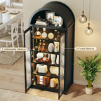 HUAHUU Arched Kitchen Pantry Cabinet, 71" Tall Pantry Storage Cabinet with 2 Doors, 5 Shelves, Arched Top, Modern Freestanding Cupboard for Kitchen Dining Room, Bedroom, Black