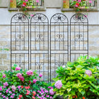 4 Pack Metal Garden Trellis 86.7" Tall Outdoor Climbing Plant Support for Roses, Flowers, Rustproof Durable Black Galvanized Tube, Lawn Garden Fence Decor Screen (4pcs, 86.7" H)