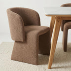 NORDICANA Barrel Dining Room Chairs with Arms, Faux Fur Accent Chairs Set of 2, for Kitchen, Living Room, Upholstered Armchairs, Brown