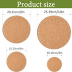 8 Pieces 4 Sizes Cork Plant Saucersplant Mats Round Coasters Pad for Plants House Garden Indoors Pots DIY Craft Project (4 Inches,6 Inches,8 Inches,10 Inches)
