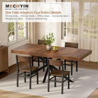 MECHYIN Extendable Dining Room Table for 4 6 8, 55"-70.9" Large Rectangle Kitchen Table,Wood Expandable Dining Table with Hidden Leaf & Storage, Space Saving, for Kitchen Dining Living Room, Walnut