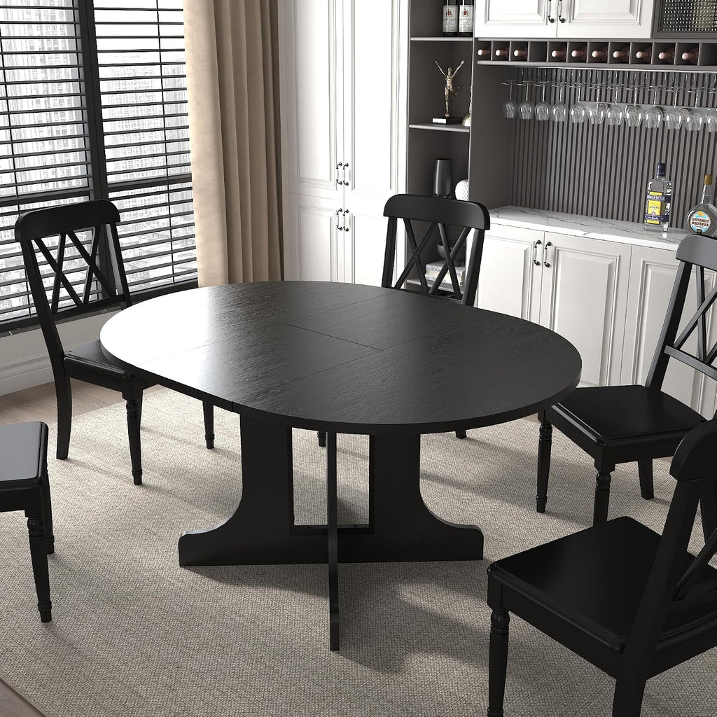 Round Expandable Dining Table,Wood Extendable Dining Room Table Extendable Table, Long Dining Table for Kitchen