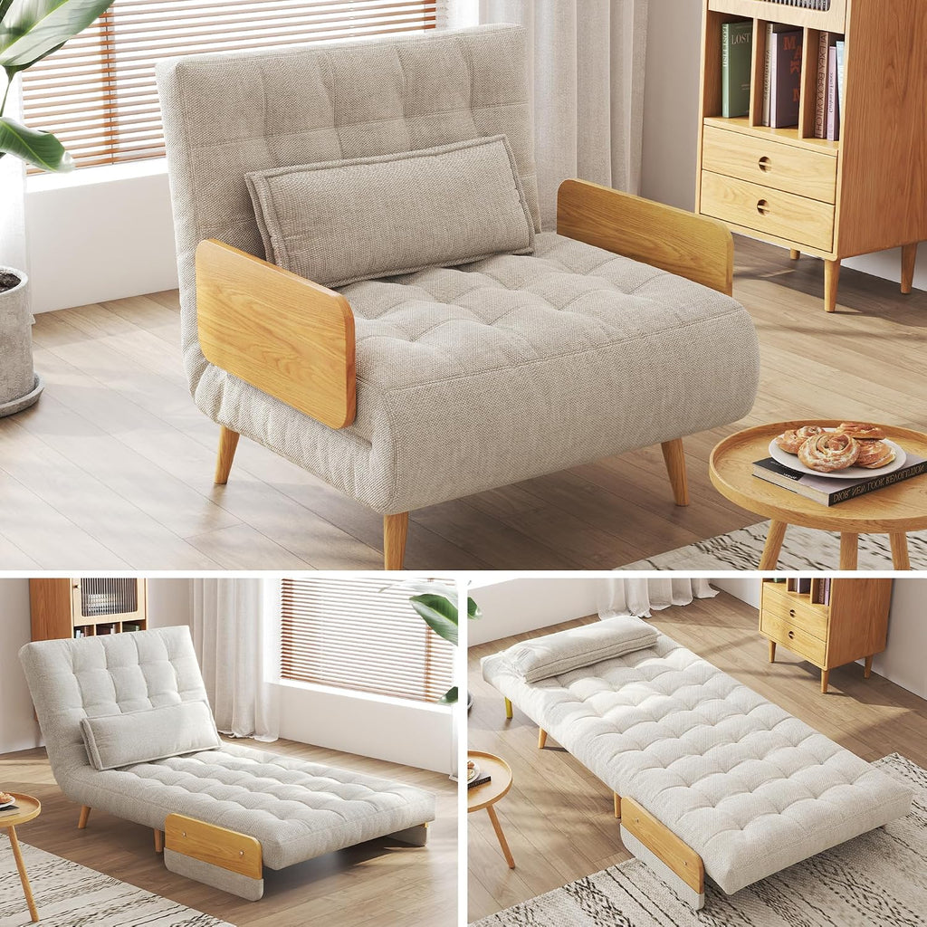 JASIWAY Convertible Sofa Chair Bed, 28" Mid-Century Sleeper for Adults