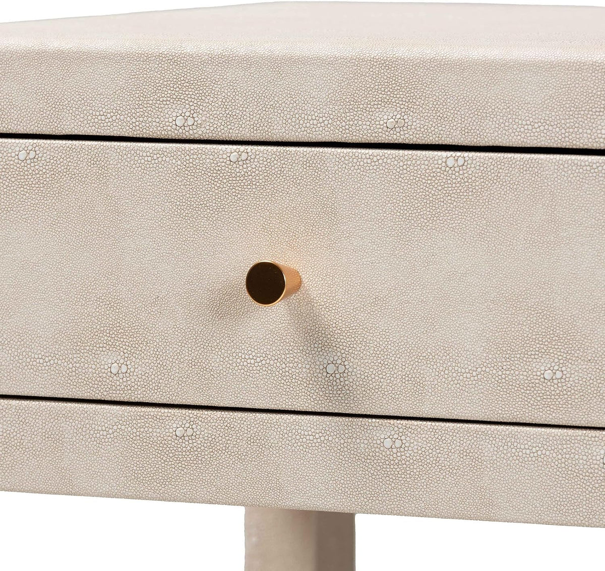 Baxton Studio Dansby Modern Beige Faux Shagreen 1-Drawer End Table
