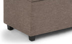 SIMPLIHOME Darcy 33 inch Wide Contemporary Rectangle Storage Ottoman Bench in Fawn Brown Linen Look Fabric, Assembled, For the Living Room, Entryway and Family Room