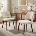 Usaint Wooden Dining Chairs Set of 2, 19.3" Modern Fabric Upholstered Dining Room Chair with Ergonomic Curved Backrest for Kitchen Dining Room and Restaurant, Beige