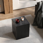 H18'' Square Side Table End Table for Living Room, Modern Farmhouse Countryside Style, MGO Material for Indoor & Outdoor, Natural Wood Grain, No Assembly, Black