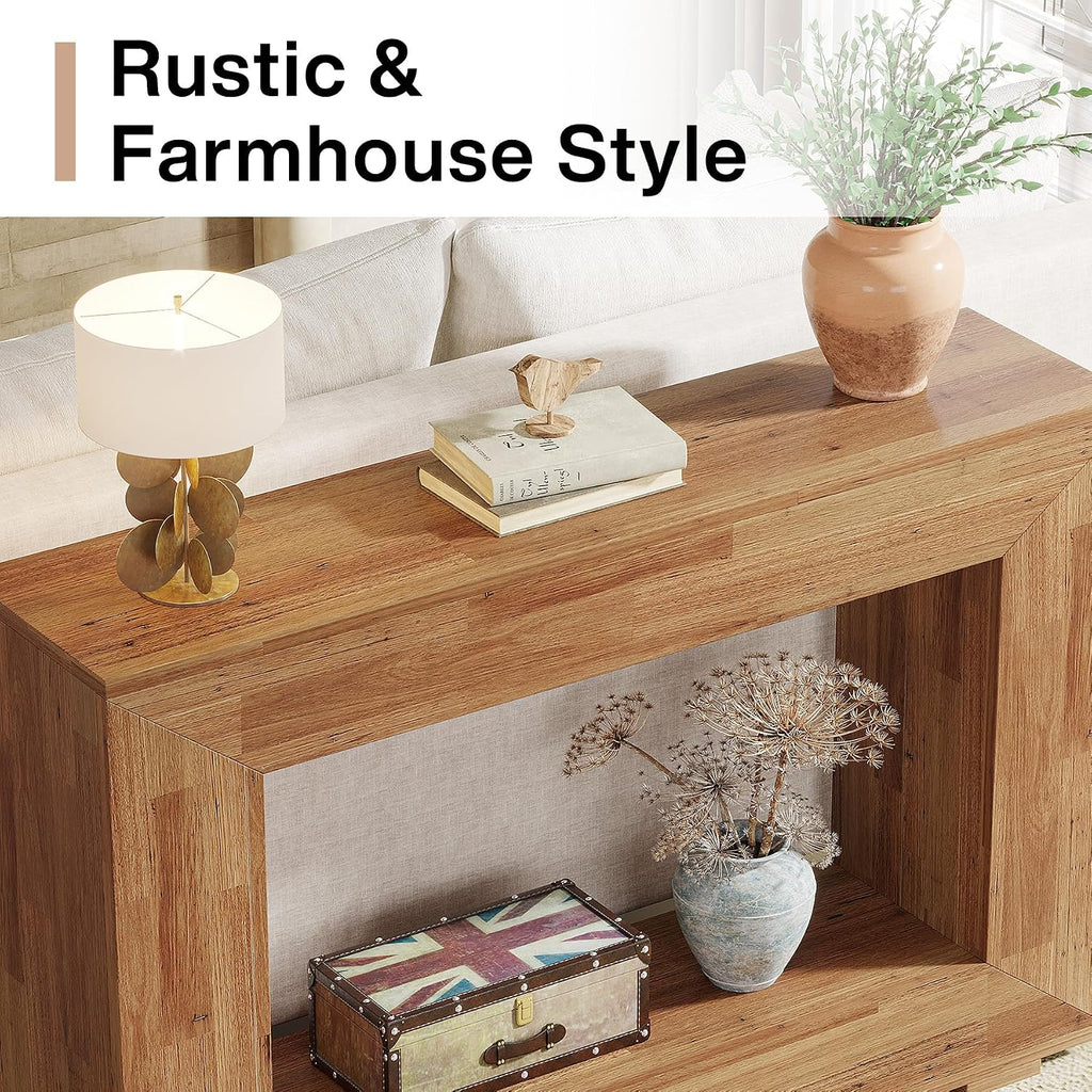 Tribesigns Farmhouse Console Table, 47 Inches Entryway Console Table with Storage, Industrial Hallway Accent Table for Living Room, Entrance