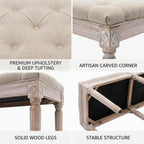 chairus Fabric Upholstered Dining Bench - Classic Entryway Ottoman Bench Bedroom Bench with Rustic Wood Legs - Beige