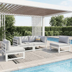 NICESOUL 4 Piece Patio Aluminum Furniture Set, 29" Oversized Wide Deep Seats Outdoor Sectional Sofa, 500 lbs Heavy Duty Modular Conversation Set for Balcony, Porch, Backyard and Poolside, Light Grey