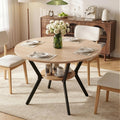 Miereirl 42.13" Round Dining Table for 4, Modern Kitchen Table with Open Storage Shelf, Wood Dining Table for Dining Room, Apartment, Small Spaces