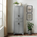 Crosley Furniture Tara Pantry Storage Cabinet with Shelves, Kitchen, Dining, or Laundry Room, Distressed Gray