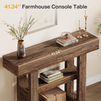 Tribesigns 41.34" Farmhouse Console Table, Sofa Table Behind The Couch | 2-Tier Narrow Entryway Furniture with Storage Shelves for Hallway Foyer Living Room, Easy Assembly, Rustic Brown
