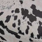 Modern Ottoman, Cow-Shaped Velvet Accent Footstool with Birch Legs for Living Room, Bedroom, Porch, Garden, Balcony Decor, Artsy Animal Print Foot Stool, Cute Foot Rest for Couch Sofa(Black + White