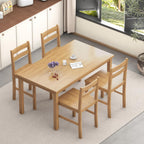 43.3 inch Solid Wood Indoor Modern Rectangular Dining Table Set for 4, Table and 4 Solid Wood Dining Chairs for Kitchen, Bar, Living Room, Breakfast Nook, Natural
