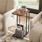 WLIVE C Shaped End Table, Small Side Table for Couch, Sofa, TV Tray C Table for Living Room, Bedroom, Home Office, Small Spaces, Rustic Brown