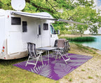 GENIMO Outdoor Rug 6' x 9' Waterproof for Patios Clearance, Reversible Plastic Straw Camping Carpet, Large Area Rugs Mats for RV, Picnic, Backyard, Deck, Balcony, Porch, Beach, Purple&Grey