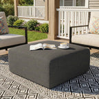 Living&Giving Square Outdoor Ottoman Pouf, 24 Inch Waterproof Patio Ottoman Foot Rest with Solid High-Density Foam, Comfy Floor Footstool for Outside Couch & Seating, Dark Gray