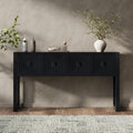 55 Inch Console Table with Geometric Carved Front | Pine wood and MDF build, 54.9 in sofa table, geometric carved front, soft-close storage, for entryway, living room, hallway