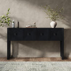 55 Inch Console Table with Geometric Carved Front | Pine wood and MDF build, 54.9 in sofa table, geometric carved front, soft-close storage, for entryway, living room, hallway