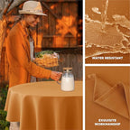 Biscaynebay Fall Tablecloth Textured Fabric Round Tablecloths 90", Bronze Thanksgiving Autumn Harvest Water Resistant Fabric Tablecloths for Kitchen, Dining, Wedding, Parties Machine Washable